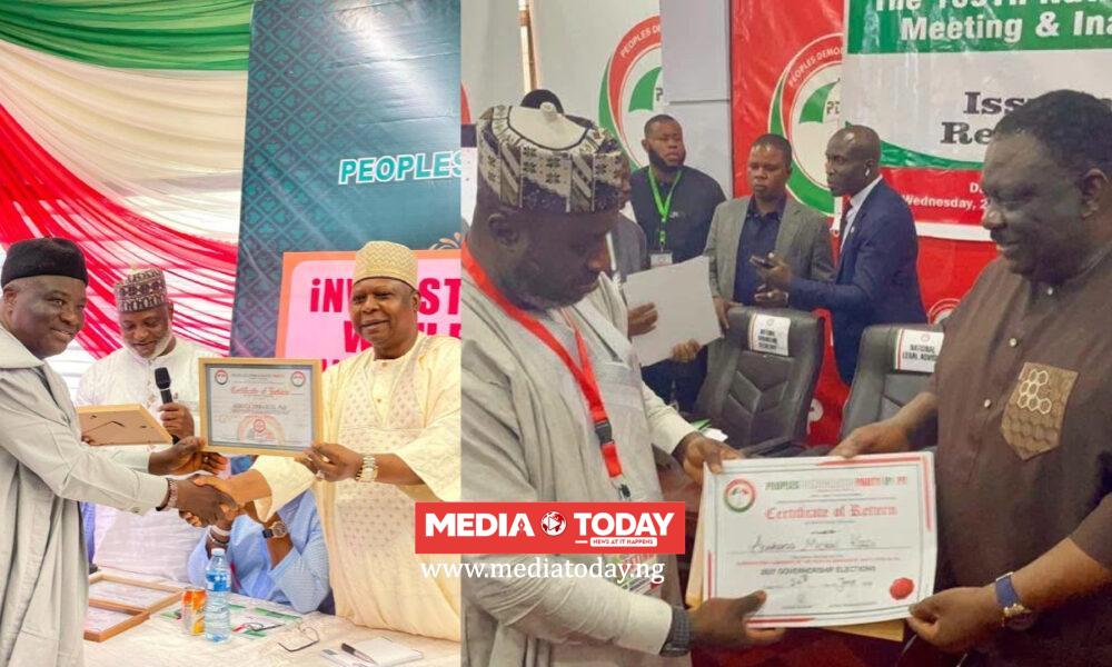 Drama as two PDP governorship candidates receive Certificates of Return in Benue