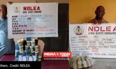 SHOCKING! NDLEA Arrest‌s 84-Year-Old Pensioner, 75-Year-Old Ma⁠n For Alleged Dr‍ug Su‌pply To Students In Abia
