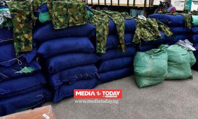 VIDEO: Police Intercept Truck Carrying 47 Sacks Of Military Camouflage In Lagos