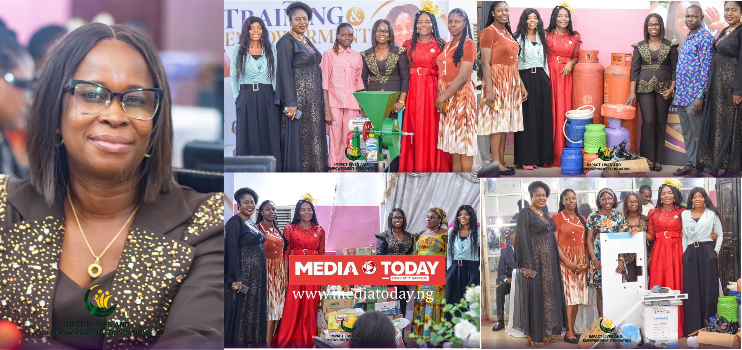 Founder of Impact Life and Empowerment Foundation, Mrs. Olatunji Queen, with beneficiaries and guests during the entrepreneurship empowerment programme held to commemorate her birthday.