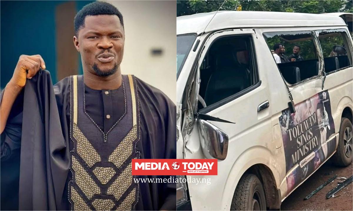 Singer Toluwanisings, crew members survive ghastly car accident 