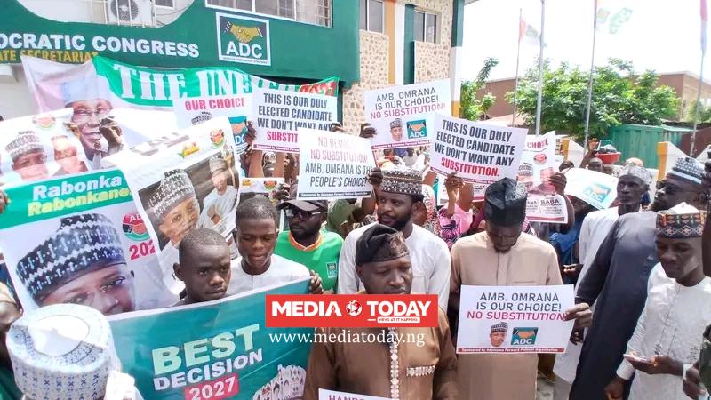 Adamawa ADC members protest alleged plans to remove guber candidate