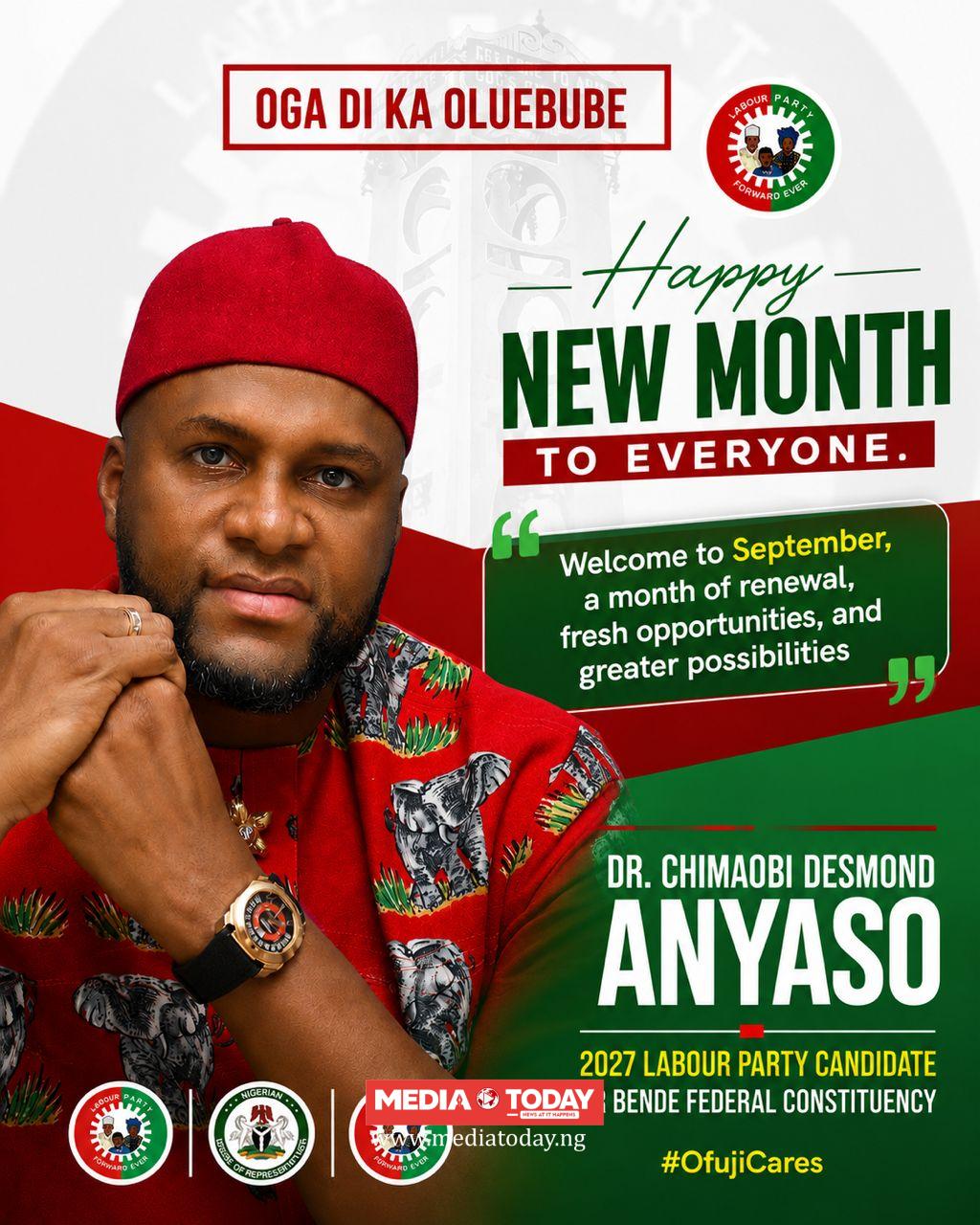 Anyaso Welcomes Ndi Bende to September, Urges Unity, Optimism