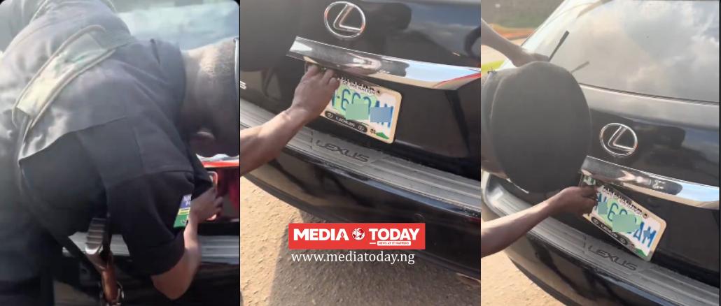 “Why Are You Removing My Car’s Plate Number?”- Nigerian Man Questions Police Officer