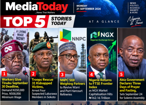 Media Today Nigeria Top 5 News Stories Today | 21 September 2026