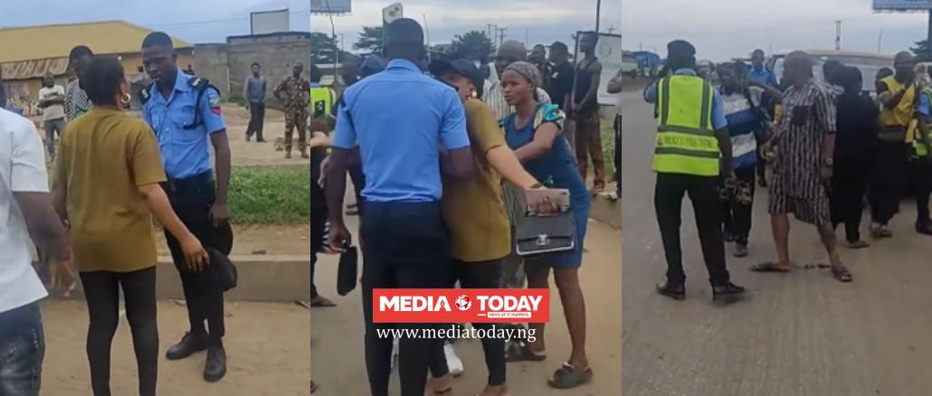 “How Can You Be Møl£sting A Police Officer?” - Man Calls Out Passenger As Lagos Gridlock Forces Bus Into One-Way