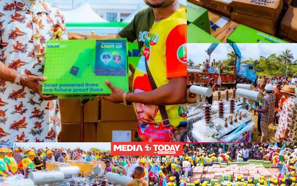 #ICYMI: “Today, We Are Saying Bye Bye to Darkness in Bende Federal Constituency” — Benjamin Kalu Declares, Flags Off Solar Power Project for 42,000 Bende Households, Distributes 26 Transformers