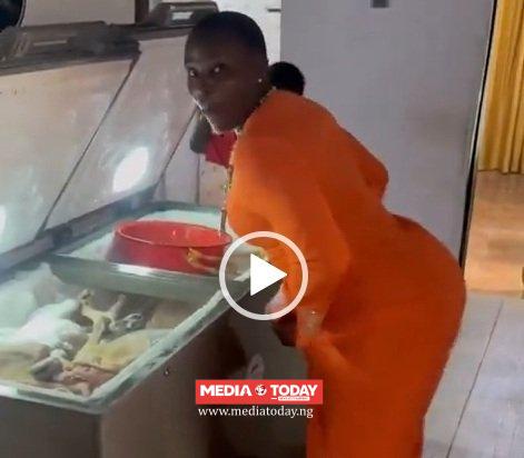 Female Native Doctor Shows Off Deep Freezer Filled With Different Meats From Animals Brought By Solution Seekers [VIDEO]